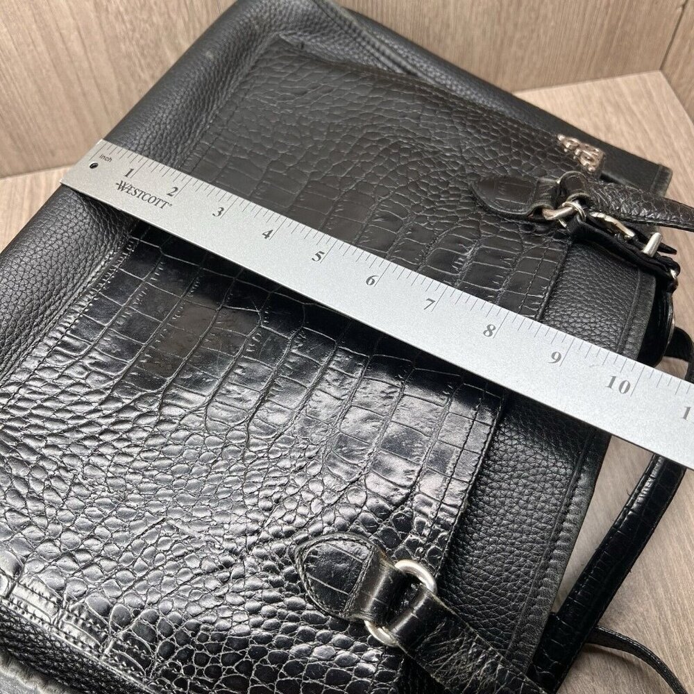 Brighton Womens Handbag Embossed Crocodile Leather Satchel Shoulder Bag Black - Picture 12 of 12